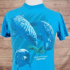 VINTAGE EXTINCTION IS FOREVER HAWAII NATURE TURTLES SINGLE STITCH USA TSHIRT M